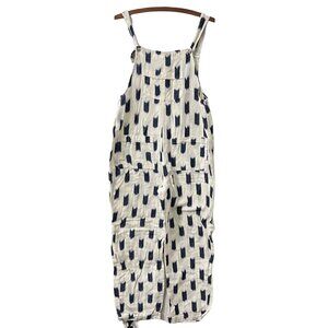Stela 9 Womens Boho Hand Dyed Rita Overalls Cream Navy Size Medium